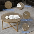 thumbnail image 5 of Topcobe Modern MDF Circle Center Table, Round Coffee Table with Cross Legs for Living Room, Brown + Golden, 5 of 9