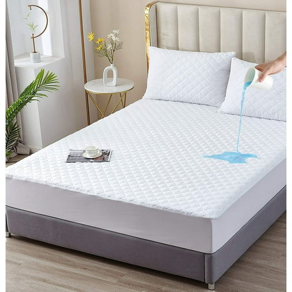 Elif Mattress Protector Waterproof Quilted Cooling Cover, Queen