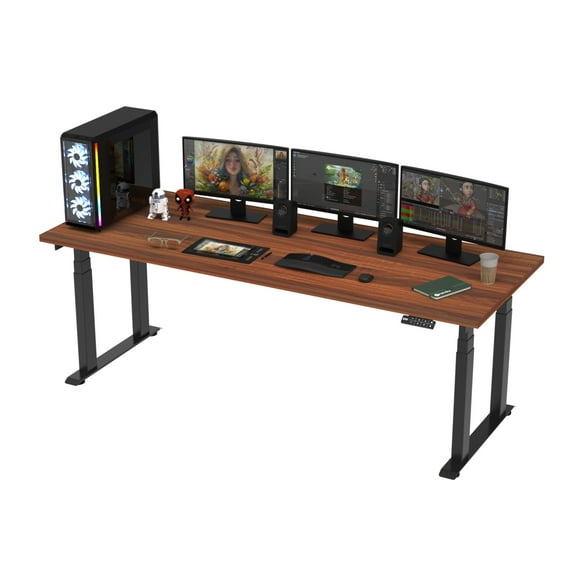 Escritorio Extra Carga De Altura Ajustable 210x80 Gamer Mad Oscura 25mm Grosor Muy Resistente 4 Motores Doble Soporte Capacidad De Hasta 250 Kg