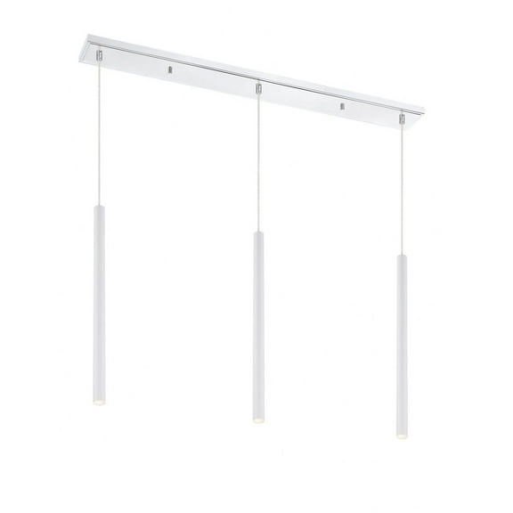 Z-Lite Forest 3 Light Steel LED Island Pendant in Matte White and Chrome