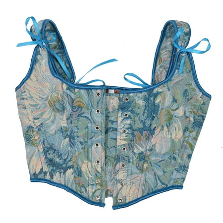 Plus Size Corsets for Women 4x-5x Womens Tops Women Casual Sexy Eyelet Lace-up Floral Print Fishbone Court Vintage Corset Straps Tank Top Shapewear