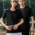thumbnail image 2 of ZCFZJW Stretch Athletic T-Shirts for Men Women Lightweight Cotton Crewneck Solid Color T-Shirts Short Sleeve Plain Tee Moisture Wicking Casual Tshirts Black M, 2 of 6