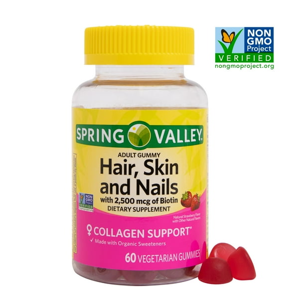 Spring Valley Vegetarian Biotin Hair Skin And Nails Gummies 60 Ct Walmart Com Walmart Com