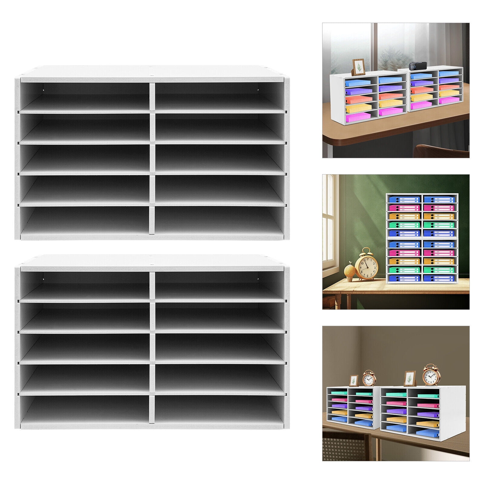 2 pcs Desktop Paper Storage Cabinets Office File Storage Cabinet File Storage Cabinet White