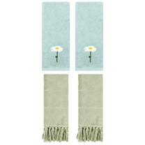 Unique Bargains 4 Pcs Soft Bath Towel Set Green/Blue 14" x 30"/13" x 30"