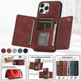 thumbnail image 6 of Allytech for iPhone 13 Mini Case with Double Magnetic Clasp, Wallet PU Leather Cover Hands-Free Kickstand Back Card Slots/Cash Holder Flip Scratch Free Case for iPhone 13 Mini 5.4" 2021[5G], Winered, 6 of 6