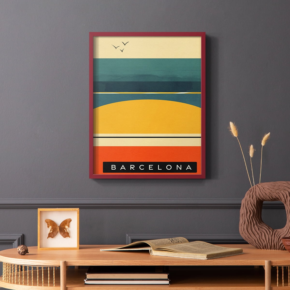 Summer Abroad II Framed Print in Red Solid Wood Framed Print No Nail Hanging