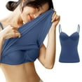 thumbnail image 2 of WTOBBY Supportive Women's Padded Camisole with Removable Chest Pad, Sexy Oversized Layering Tank Top, Soft Stretchy Plus Size Sleepwear Essential ,Navy M, 2 of 5