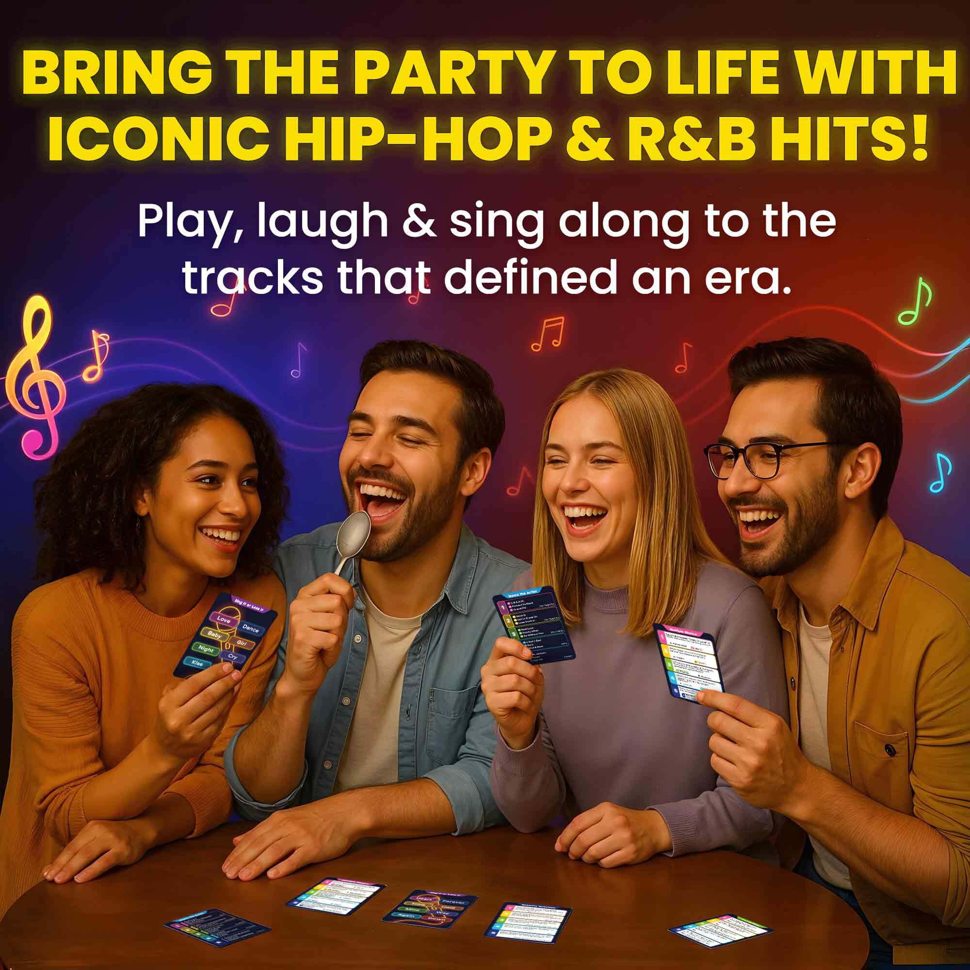 QUOKKA Card Game for Adults - Music Trivia Family Party Game - Who Knows Hits Better? Hip-Hop R&B