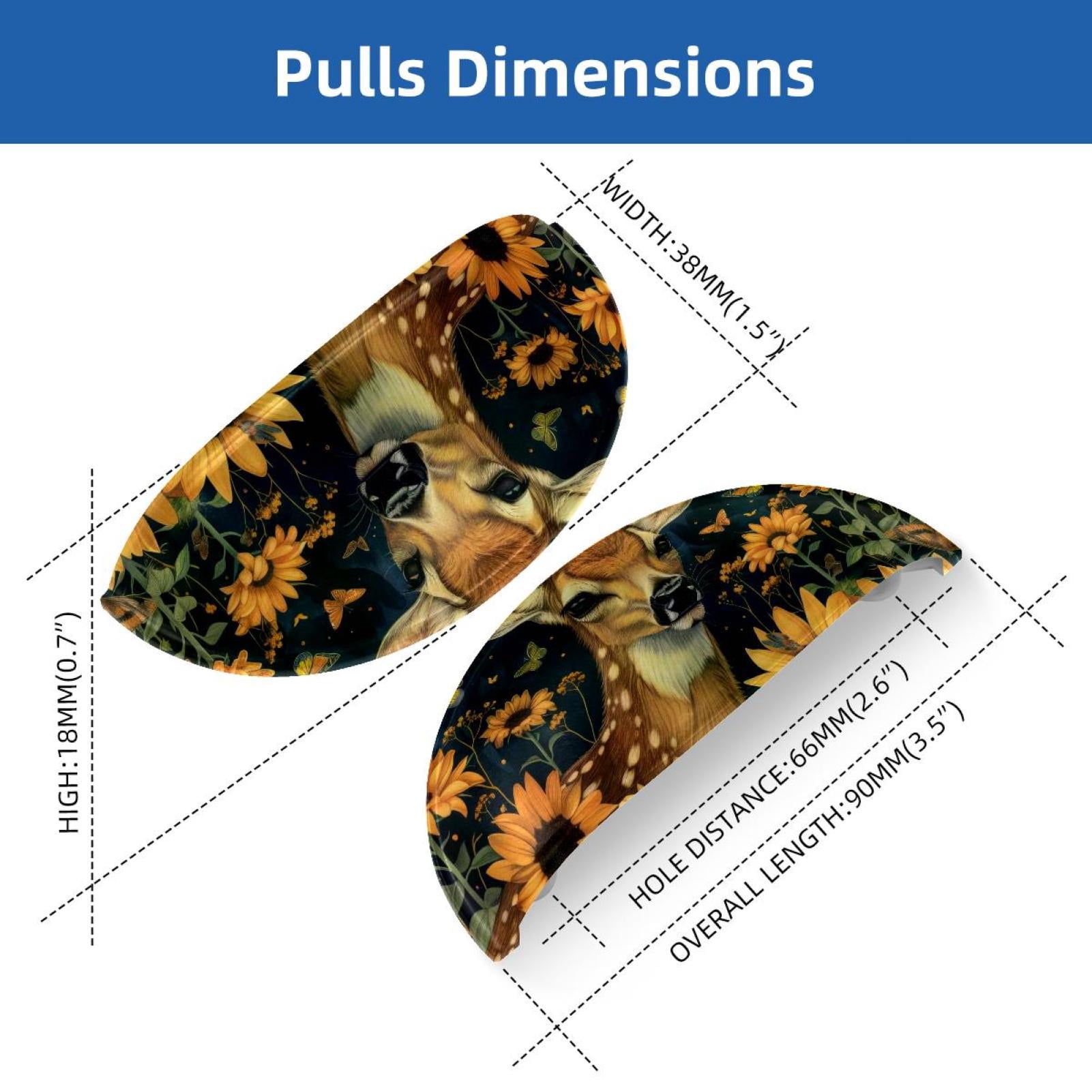 PhooArto 6 Pcs Cup Drawer Pulls, Deer Butterflies Sunflowers Shell Shape Handles Cabinet Knobs for Dresser Cupboard Closet Wardrobe with Screws