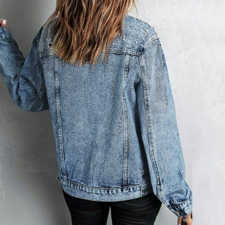 Plus size embroidered jean jacket sale