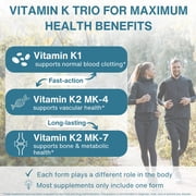 Igennus High Potency Vitamin K Complex, K1 & K2 (MK-4 & MK-7), 1-a-Day, All Trans Bioactive Form for Superior Bone & Cardiovascular Support, Clean Label, Vegan, 90 Capsules