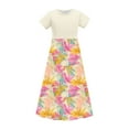 thumbnail image 3 of OGLCCG Girls Dress Short Sleeve Casual Holiday Modest Long Maxi Dress with Pockets Floral Printed Summer T-Shirt Dress for 4-14 Years, 3 of 6