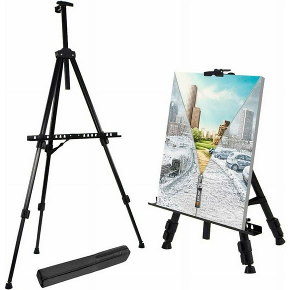 Dinheiro Reinforced Artist Easel, Extra Thick Aluminum Metal Display Easel 21" to 70" Height Adjustable with Portable Bag for Floor/Tabletop Drawing and Display./Painting