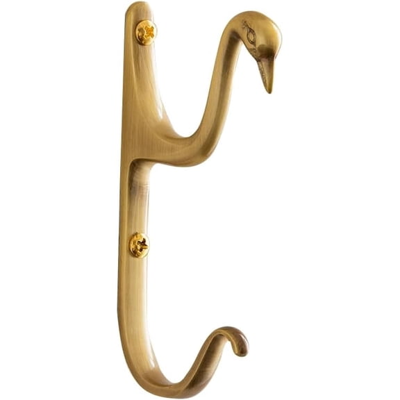 CATPAN Brushed Brass Towel Hook for Bathroom, Decorative Gold Swan Animal Wall Hook for Haning Coats Keys Bage (Gold-1 PC)