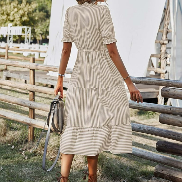 ★2023SS新作★THREETIMES★Wave warmer dress XWSHYW Spring Dresses for Women 2025 Womens Summer Dresses