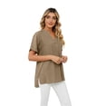 thumbnail image 4 of Thin V-neck Leisure Pullover Solid Color Loose Shirt Women's Blouse, 4 of 9