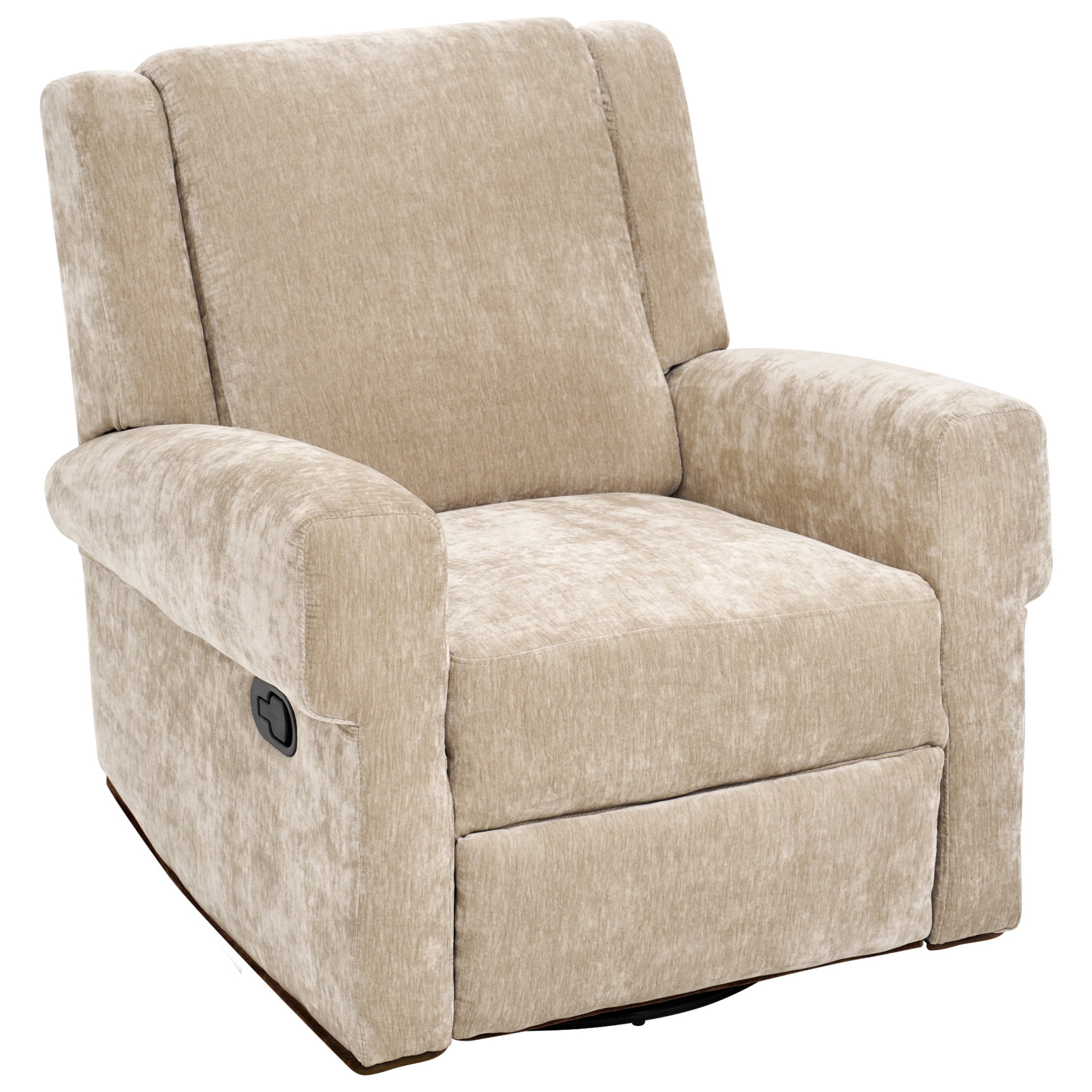 Christopher Knight Home Manual Nursery Recliner, 360° Swivel Rocker Sofa Chair in Chenille Fabric, Brown