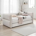 thumbnail image 5 of Wemy Daybed w Pull Out Trundle- Modern Ivory Chenille Upholstery, 5 of 7
