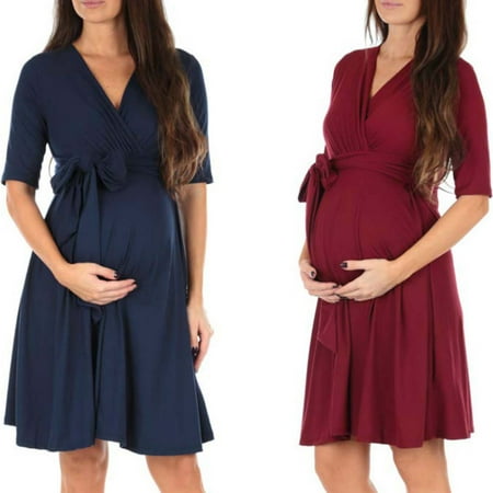 

Tejiojio Maternity/Labor/Nursing Clothing Clearance Pregnant Women Clothes Pure Color Breastfeeding Dress Maternity Dress
