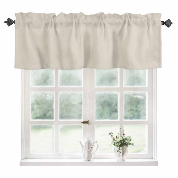 Ivory White Kitchen Valances for Windows 54x18 Inch Kitchen Curtains Valances Rod Pocket Modern Pure Ivory White Bathroom Window Valances for Window Treatment Decor