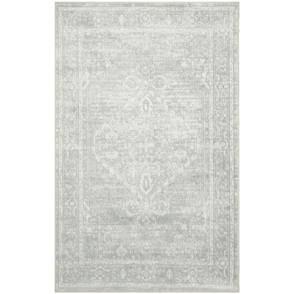 Nourison Astra Machine Washable 2' x 3' Light Grey Vintage Indoor Rug