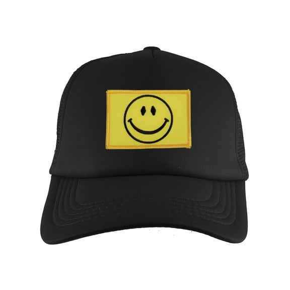 Gravity Threads Smile Rectangle Adjustable Trucker Hat - Black