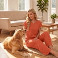 thumbnail image 5 of Cueply 2 Piece Sets for Women Summer Casual Vacation Outfits Cap Sleeve Wide Leg Long Pants Lounge Sets, 5 of 10