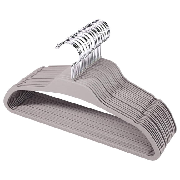 30 Rubberized Closet Hangers with Reinforced Neck, Durable Plastic Hangers for All Clothing Types, Space Saving Ultra Slim 15.7’’ Wide, Gray