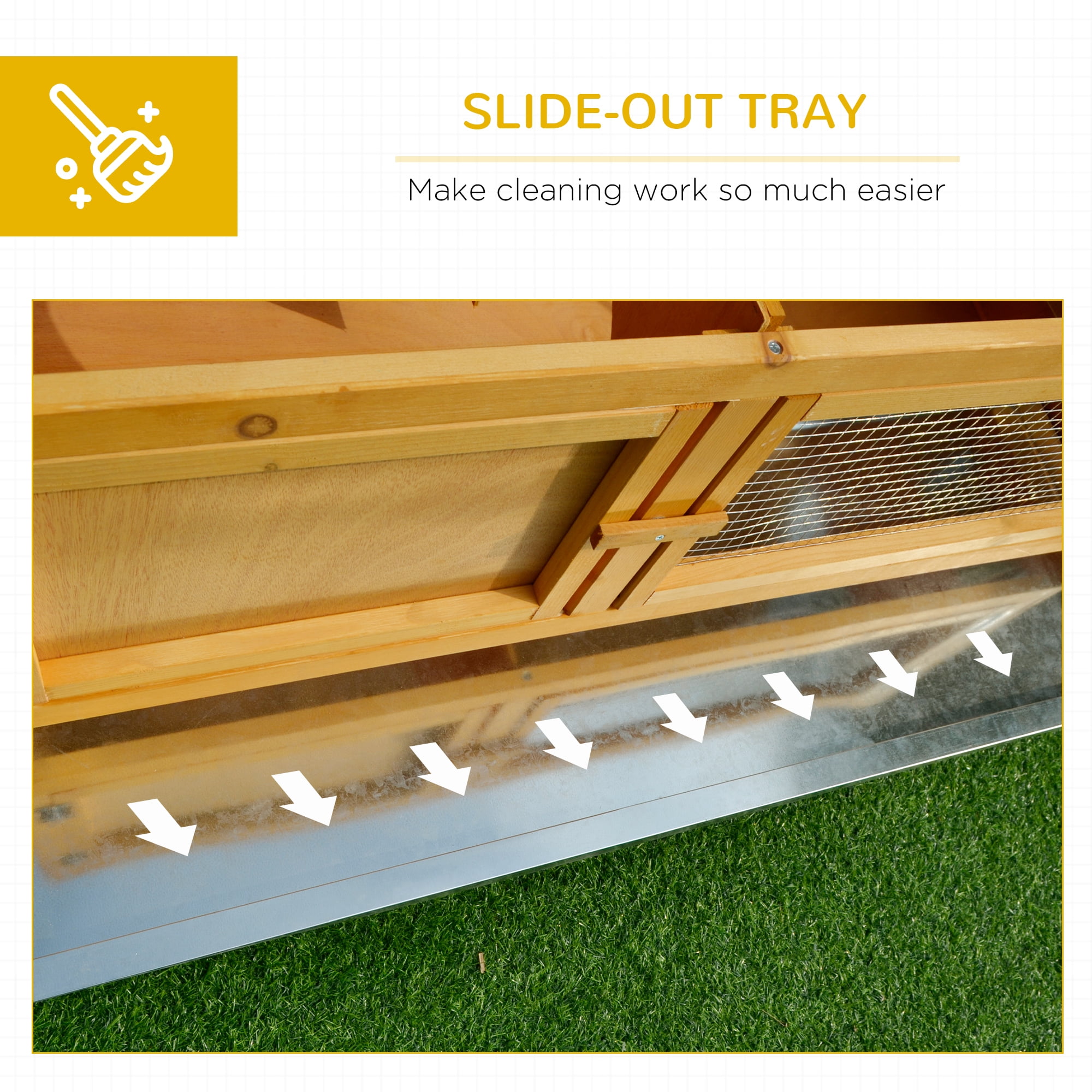 Wooden Rabbit Hutch Bunny Cage with Openable Waterproof Roof, No Leak Tray Sturdy Fir Wood Build for Indoor Outdoor
