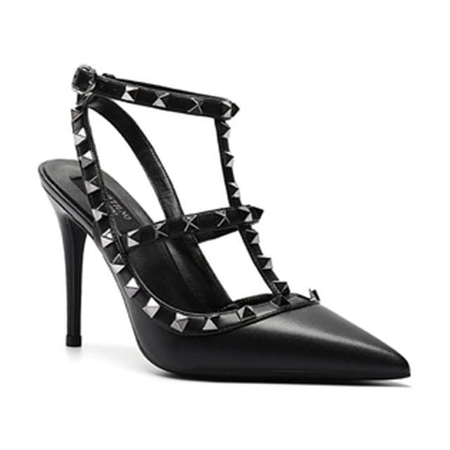 Summer Luxury Women's Gladiator Pointed Sandals Leather Matte Roman Fashion Metal Rivet Pumps Party Versatile Women's High Heels