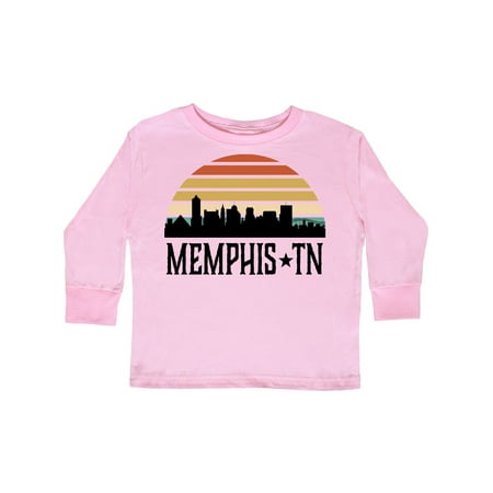 

Inktastic Memphis Tennessee Skyline Retro Sunset Gift Toddler Boy or Toddler Girl Long Sleeve T-Shirt