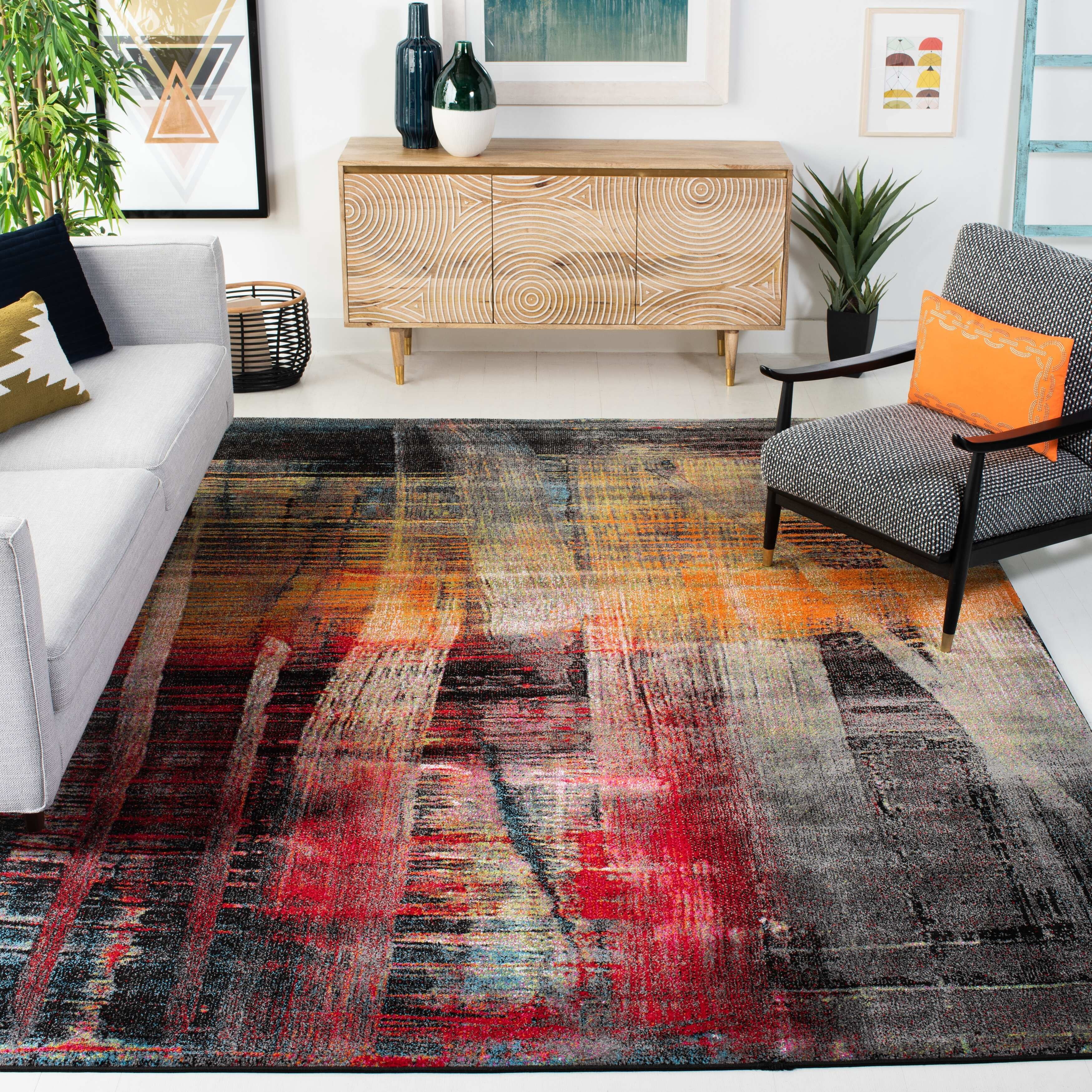 SAFAVIEH Porcello Gina Abstract Brushes Area Rug, Multi, 4' x 6'