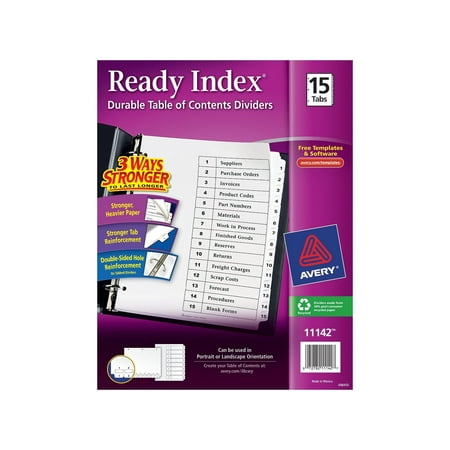 Ready Index Table of Contents Dividers, 15-Tabs, 1 Set (11142), Organize your documents quickly and easily By (Best Way To Index Documents)