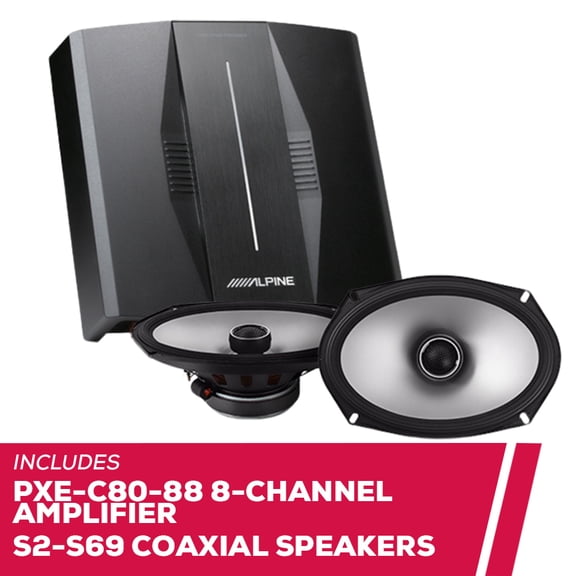 New Alpine PXE-C80-88 8-Channel Amplifier with S2-S69 6"x9" 2-Way Coaxial Speakers