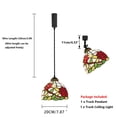 thumbnail image 2 of KAYYELAMP H-Type Track Mount 1Pcs 3.9Ft Adjustable Cord Pendant Light, 1Pcs Adjusted Angle Tiffany Track Lamp Red Rose Leaf Glass Shade For Home Office(No Bulb, Track), 2 of 6