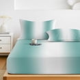 thumbnail image 6 of Twin Sze Fitted Sheet Set - Aqua Teal White Ombre 2 Piece Bedding Sets 16" Deep Pocket Fitted Sheet with 1 Pillowcase, Modern Abstract Art Farmhouse Gradient Brushed Microfiber Hotel Bed Sheets, 6 of 9