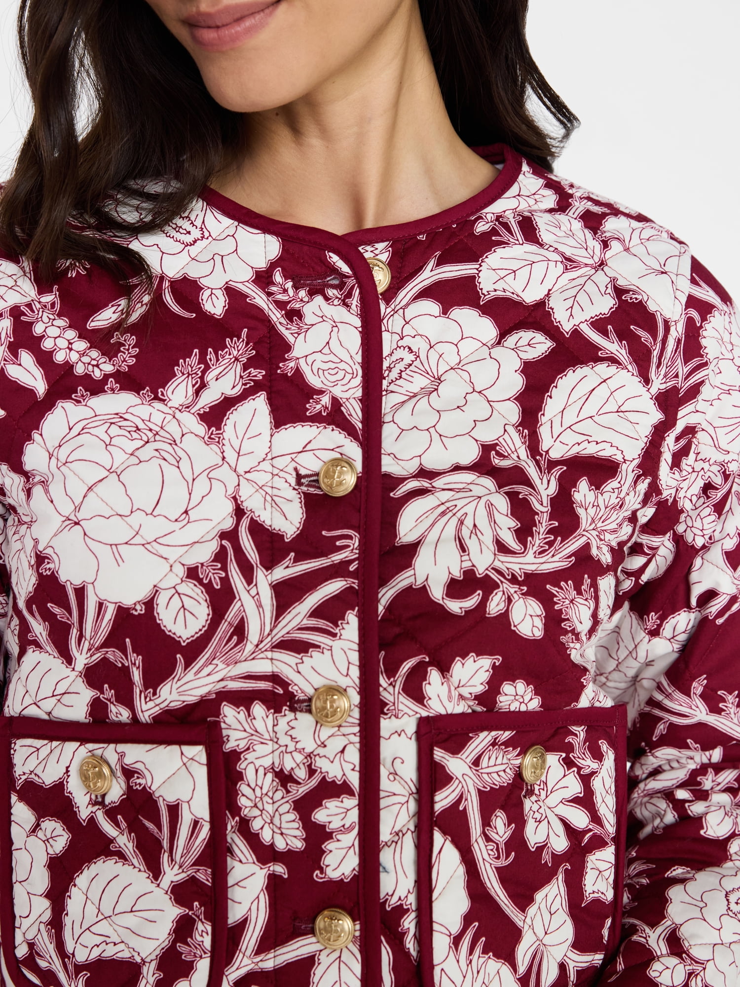 Time and Tru Women's Quilted Cotton Jacket, Sizes XS-XXXL