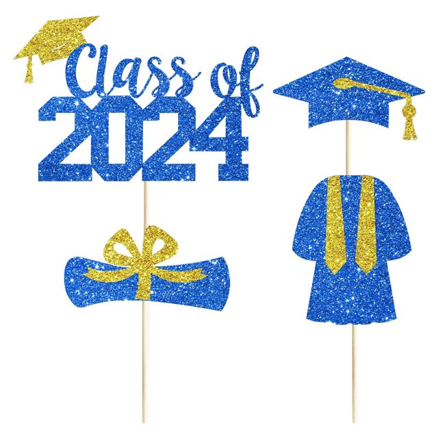 LCXmlly Cake Photo Props Eco Friendly 2024 Graduation Cake Toppers Sparkling Design for Party Decor