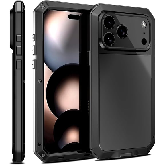 Compatiable with iPhone 18 Pro Max Case,360 Full Body Protective Cover Heavy Duty Shockproof [Tough Armour] Aluminum Alloy Metal Case with Silicone Built-in Screen Protector