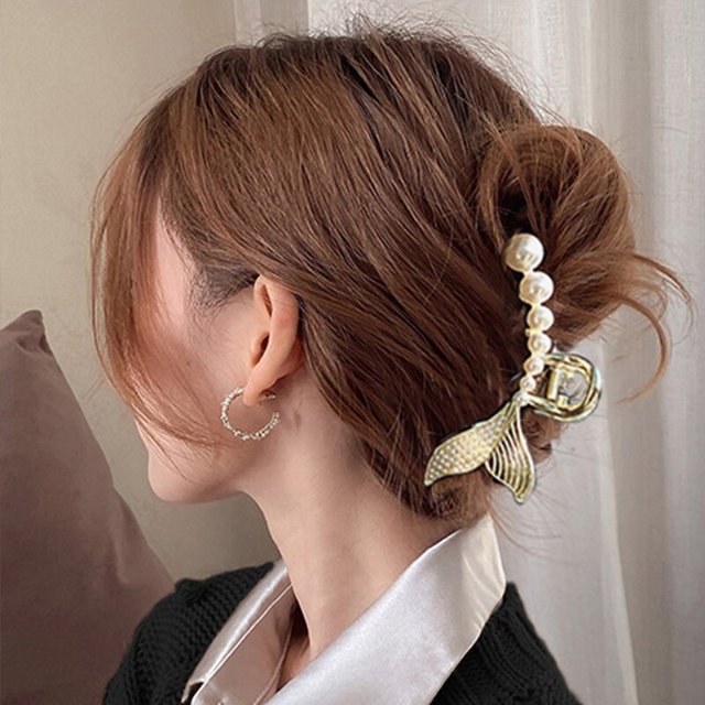 Elegantes horquillas de perlas de imitación, pinzas para el cabello geométricas coreanas para mujeres, Clip de tiburón, pasadores para el cabello, accesorios para el cabello Tan Jianjun unisex