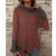 thumbnail image 3 of Sudadera cómoda de manga larga con cuello alto para mujer para invierno otoño oficina marrón 3XL, 3 of 6
