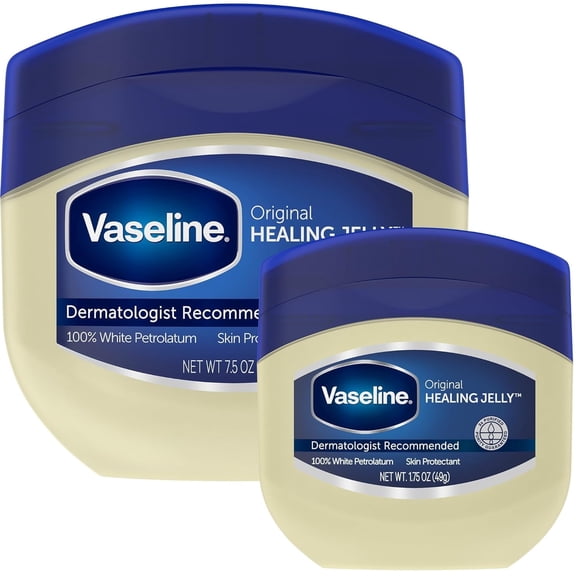 Vaseline Original Petroleum Jelly Variety Pack, 2 Sizes (7.5 Oz & 1.75 Oz) – Hypoallergenic Skin Protectant, Unscented Healing Ointment for Beauty & Personal Care