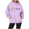 thumbnail image 3 of Christian Hoodies for Women 2025 Fall Winter Long Sleeve Jesus Hooded Sweatshirt with Pockets Pullover Tops, 3 of 4