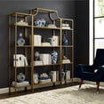 thumbnail image 3 of Elegant 3-Tier Etagere Set - Glass & Metal Display Shelves - Antique Gold Finish - Home Decor Storage, 3 of 10