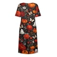 thumbnail image 6 of Halloween Dresses for Women Summer Comfy Funny Pumpkin Ghost Medieval Dress Short Sleeve Renaissance Loose Fit Flowy Midi Halloween Costumes Dresses Red M, 6 of 6