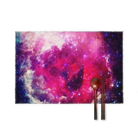 

Amazing Galaxy Stars Nebula And Gas Dinner Placemats Set of 4 Kitchen Table Placemats 18 * 12 Inches Place Mats Dining Tables Indoor for Kitchen Table Washable Decorations