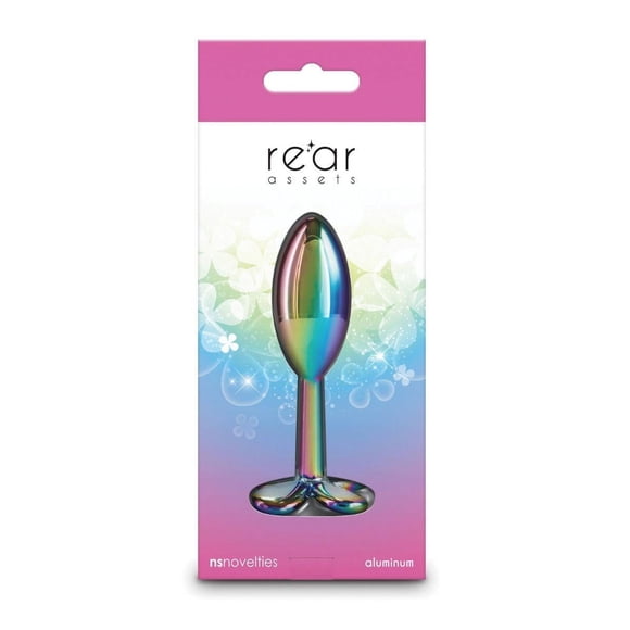 Actif Arrière Plug Anal Trèfle en Aluminium Chromé, Arc-en-Ciel