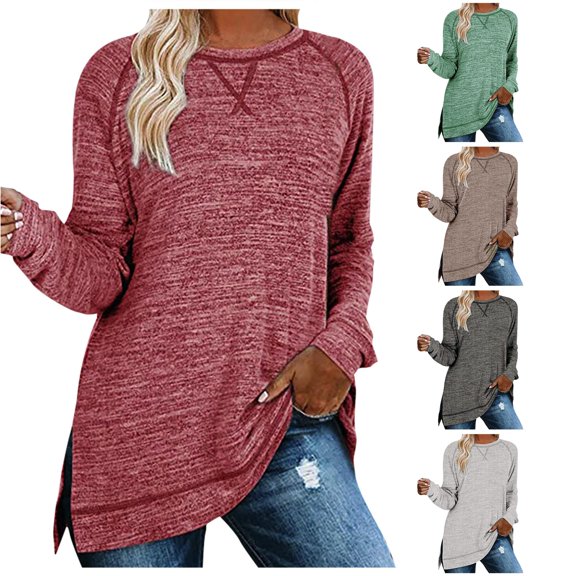 Womens Casual Long Sleeve Round Neck Sweatshirts Printed Loose Top Athletic Women Women Thin Long Sleeve Shirt Ladies Long Sleeve Shirts