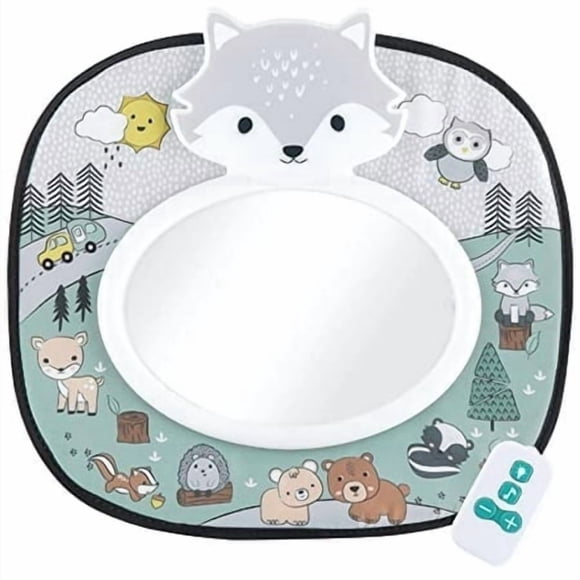 The Peanutshell Miroir Musical pour Siège d'Auto pour Bébé, Animaux de la Forêt avec Lumières